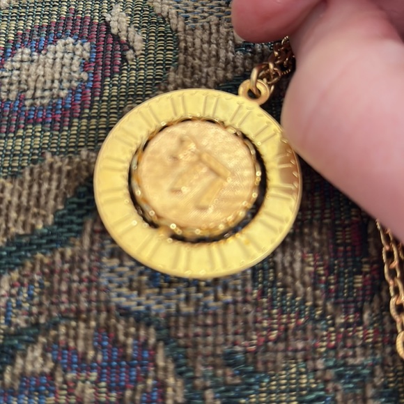 NWOT Vintage Hebrew Gold Tone Spinner Pendant Necklace Long Chain 1970s - Picture 7 of 7